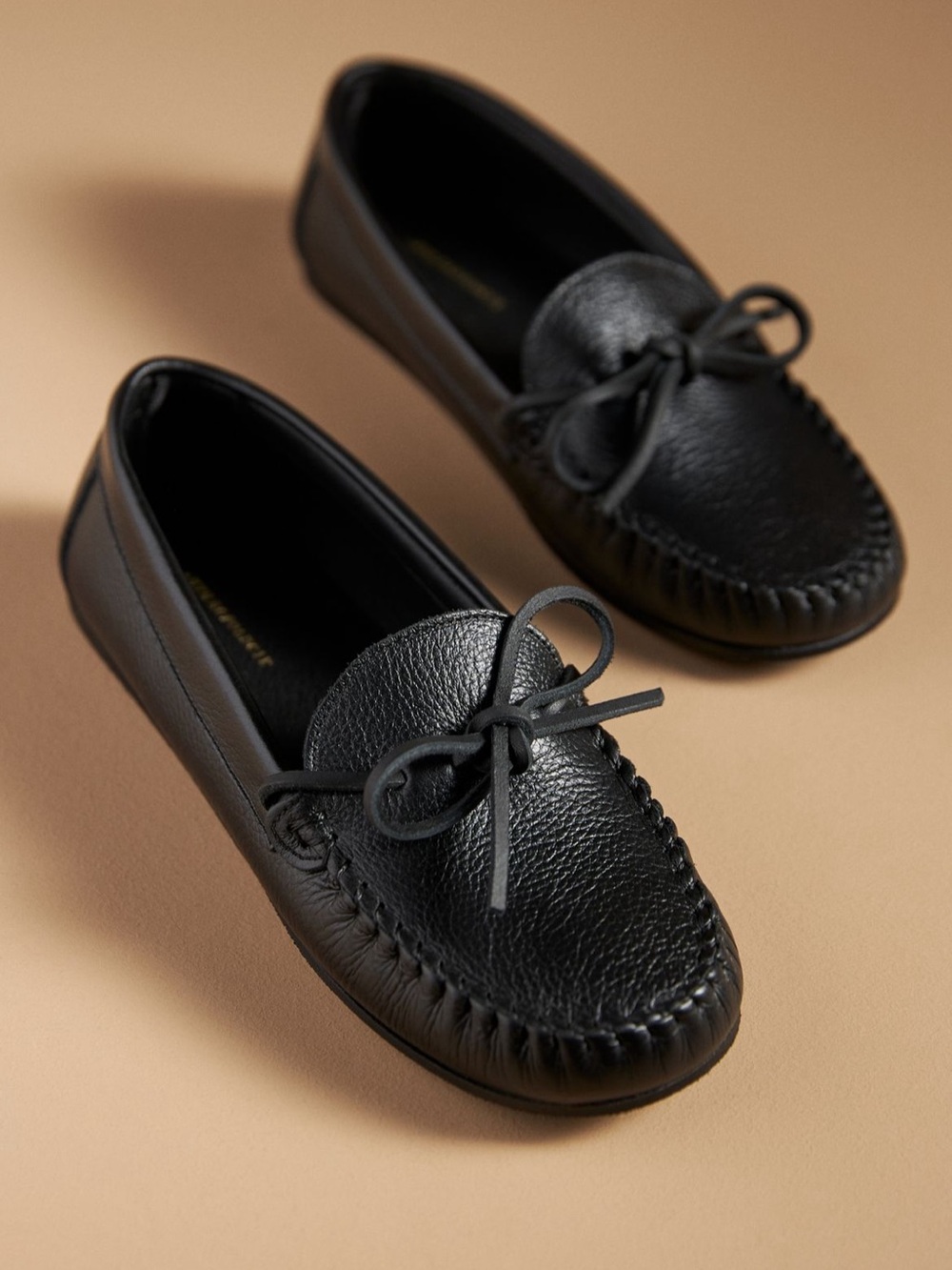 Anthropologie Black Bow Driving Loafers, boat shoes size 6-6.5 NWT